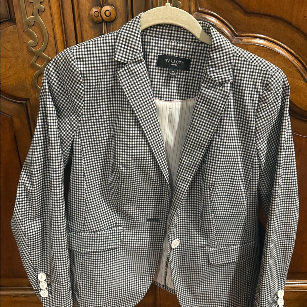 Talbots Black and White Gingham Jacket
